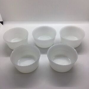 Vintage White Glasbake Milk Glass Custard Cups Ramekins Set of 5